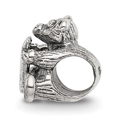 Sterling Silver 925 Kids Letter U Bead with Antique Polished Finish