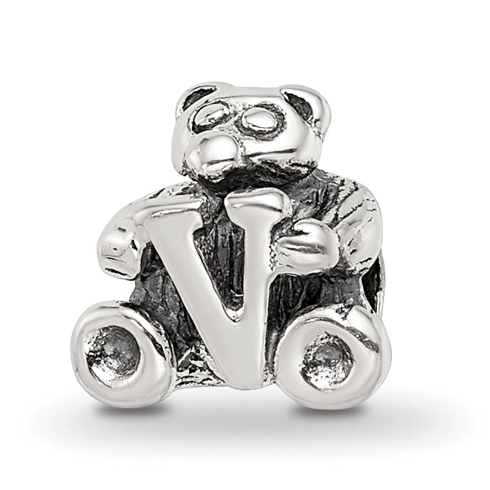Sterling Silver Reflections Kids Letter V Bead