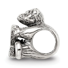 Sterling Silver 925 Kids Letter Z Bead with Polished Antique Finish