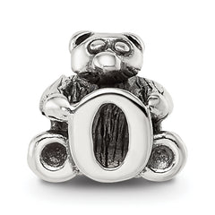 Sterling Silver 925 Kids Letter O Bead with Polished Antique Finish