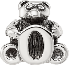 Sterling Silver 925 Kids Letter O Bead with Polished Antique Finish