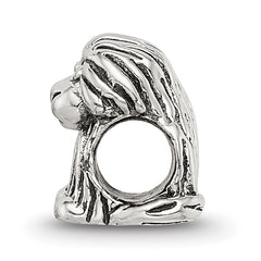 Sterling Silver 925 Kids Puppy Bead with Antiqued Finish Solid Style