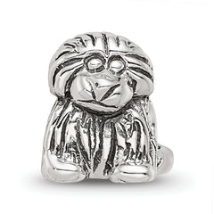 Sterling Silver 925 Kids Puppy Bead with Antiqued Finish Solid Style