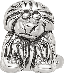 Sterling Silver 925 Kids Puppy Bead with Antiqued Finish Solid Style