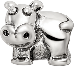 Sophia Jewelers Sterling Silver Kids Hippo Bead with Antiqued Finish 925