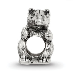 Sterling Silver 925 Kids Squirrel Bead with Antiqued Finish Solid Design