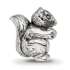 Sterling Silver 925 Kids Squirrel Bead with Antiqued Finish Solid Design