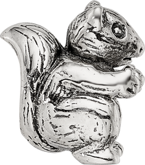 Sterling Silver 925 Kids Squirrel Bead with Antiqued Finish Solid Design