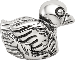 Sterling Silver 925 Kids Duck Bead with Antiqued Finish for Charm Bracelets