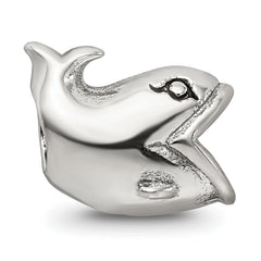 Sterling Silver 925 Kids Whale Bead with Antiqued Finish Solid and Casted