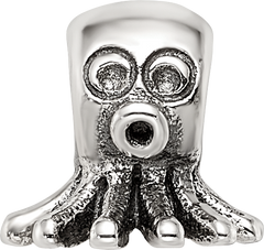 Sterling Silver 925 Kids Octopus Bead with Antiqued Finish Solid Design