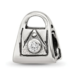 Sterling Silver Reflections Kids CZ Handbag Bead