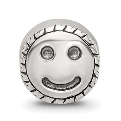 Sterling Silver 925 Smiley Face Kids Bead with Antiqued Finish