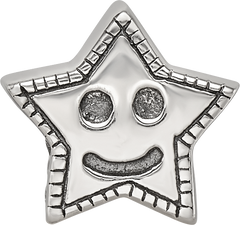Sterling Silver 925 Kids Smiley Star Bead with Antiqued Finish