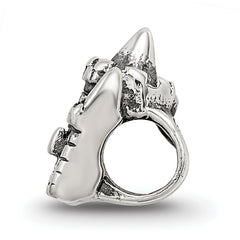 Sterling Silver 925 Kids Castle Bead with Antiqued Finish Solid, Casted Design