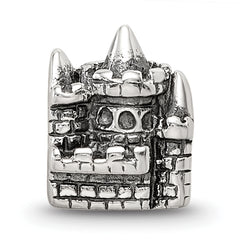 Sterling Silver 925 Kids Castle Bead with Antiqued Finish Solid, Casted Design