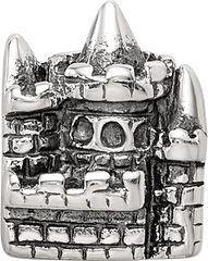 Sterling Silver 925 Kids Castle Bead with Antiqued Finish Solid, Casted Design