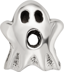 Sterling Silver 925 Kids Ghost Bead with Antiqued Finish Solid Design