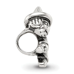 Sterling Silver 925 Kids Witch Bead with Antiqued Finish Solid Design