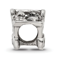 Sterling Silver 925 Kids Shopping Cart Bead with Antiqued Finish Solid Cast Design