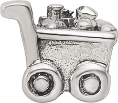 Sterling Silver 925 Kids Shopping Cart Bead with Antiqued Finish Solid Cast Design