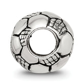 Sterling Silver 925 Kids Soccer Ball Bead with Antiqued Finish