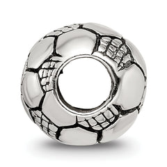 Sterling Silver 925 Kids Soccer Ball Bead with Antiqued Finish