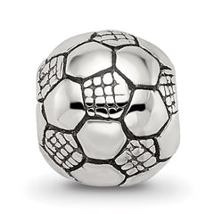 Sterling Silver 925 Kids Soccer Ball Bead with Antiqued Finish