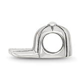 Sterling Silver 925 Kids Baseball Cap Bead with Antiqued Finish Solid Design