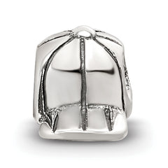 Sterling Silver 925 Kids Baseball Cap Bead with Antiqued Finish Solid Design