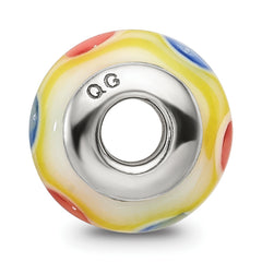 Sterling Silver Kids Yellow Hand-Blown Glass Bead with Polished Finish
