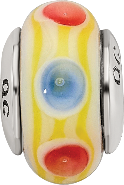 Sterling Silver Reflections Kids Yellow Hand-blown Glass Bead