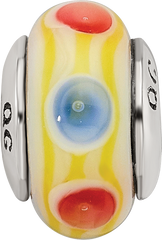 Sterling Silver Kids Yellow Hand-Blown Glass Bead with Polished Finish