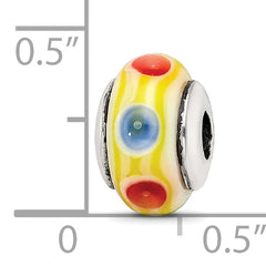 Sterling Silver Kids Yellow Hand-Blown Glass Bead with Polished Finish