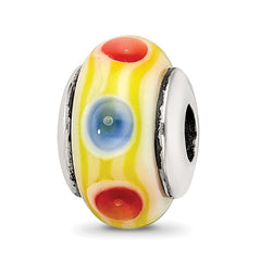 Sterling Silver Reflections Kids Yellow Hand-blown Glass Bead