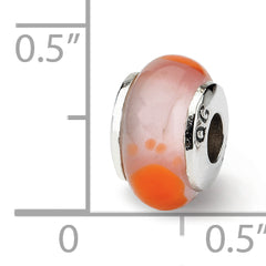 Sterling Silver Kids Glass Bead with Polished Orange Foot Design