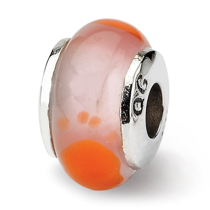 Sterling Silver Reflections Kids Orange Foot Mur.Glass Bead