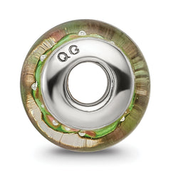 Sterling Silver Reflections Kids Green Blue Hand-blown Glass Bead