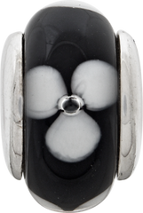Sterling Silver Reflections Kids Black Hand-blown Glass Bead