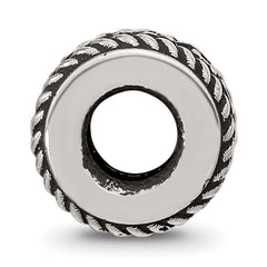 Sterling Silver Reflection Rope Boarder and Flowers Personalized Bead