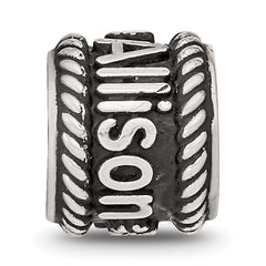 Sterling Silver Reflection Rope Boarder and Flowers Personalized Bead