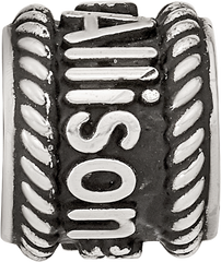 Sterling Silver Reflection Rope Boarder and Flowers Personalized Bead