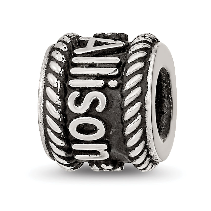 Sterling Silver Reflection Rope Boarder and Flowers Personalized Bead