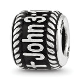 Sterling Silver Reflection Rope Boarder and Cross Personalized Bead