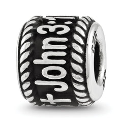 Sterling Silver Reflection Rope Boarder and Cross Personalized Bead