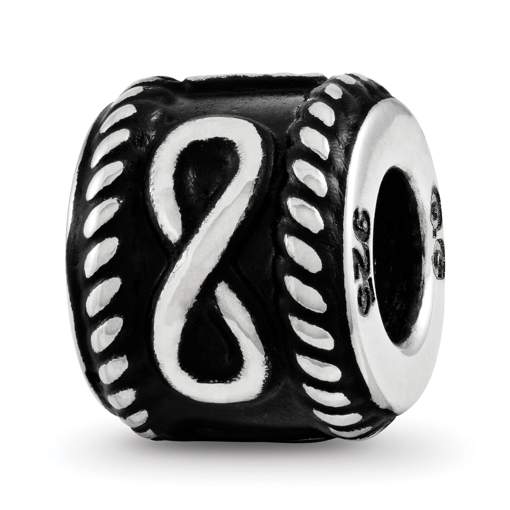 Sterling Silver Reflection Rope Boarder and Infinity Personalized Bead