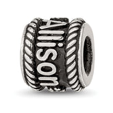 Sterling Silver Reflection Rope Boarder and Flowers Personalized Bead