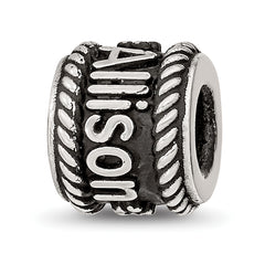 Sterling Silver Reflection Rope Boarder and Flowers Personalized Bead