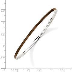 Sterling Silver 925 Stackable Brown Enamel Bangle with Polished Finish