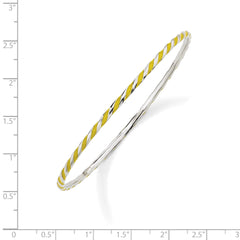 Sterling Silver 925 Stackable Yellow Enamel Bangle with Polished Finish